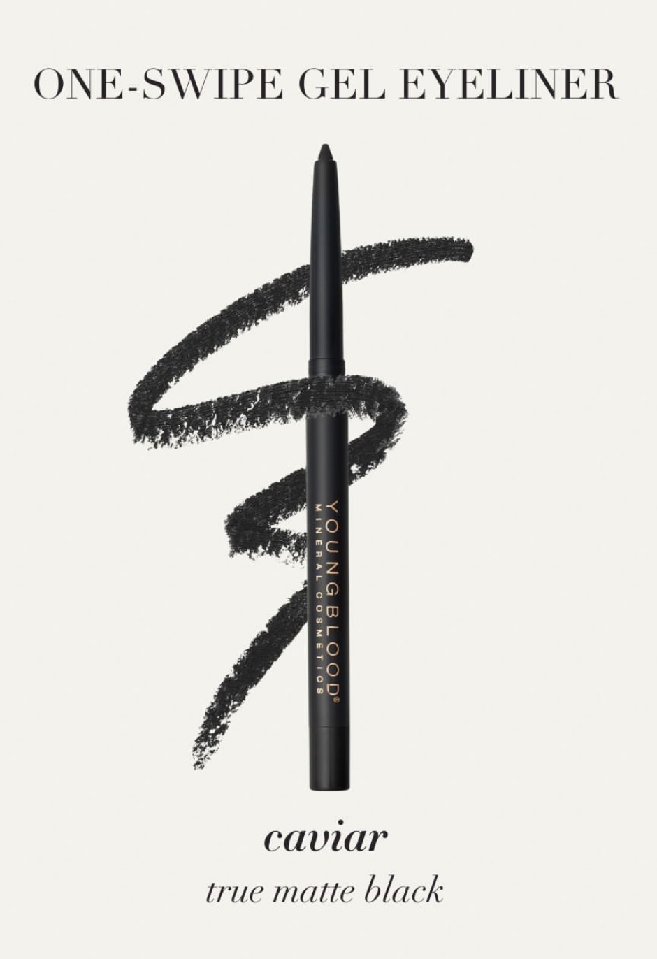 One-Swipe Gel Eyeliner Caviar ( mat zwart)
